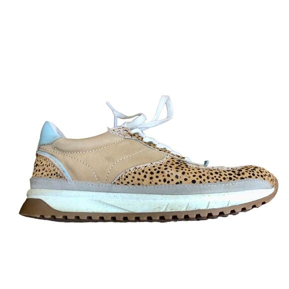 Madewell Kickoff Sneaker Mixed Print Calf Hair Cheetah Print Leather Size 6 - Picture 2 of 11